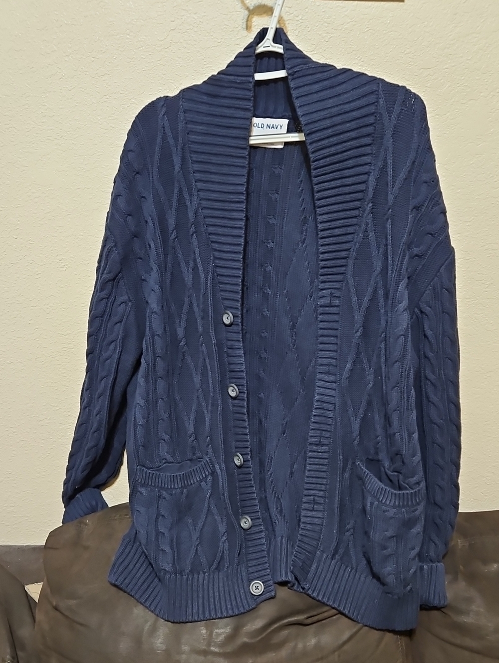 Old Navy Dark Blue Cable-Knit Button Cardigan